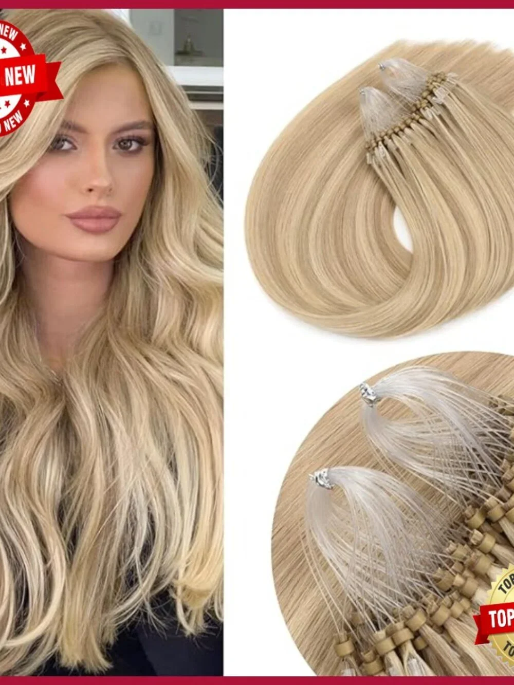 24 Inch Human Hair Extensions Micro Bead Loop 50g Pack Remy Quality
